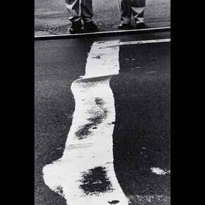 Crosswalk Stripe and Men, 1999, Courtesy Gallery FIFTY ONE | ©Estate of Louis Stettner.
