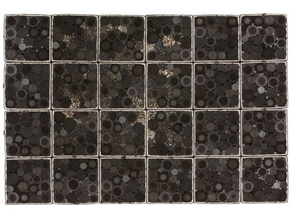 Steven and William Ladd, Do This in Remembrance of Me, 2013, Archival board, fiber, glass, crystal, plastic, gemstone, metal, Landscape: 41 3/8 x 61 1/8 x 3 inches, Tower: 58 7/8 x 10 1/4 x 10 1/4 inches. Collection of Steven and William Ladd, New York