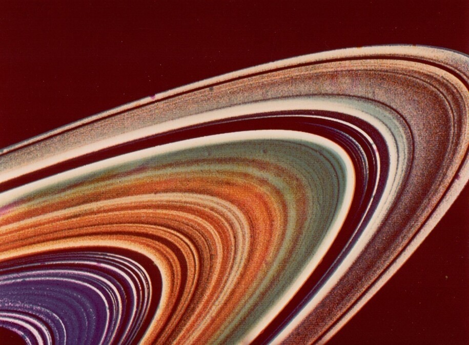 Segment of Saturn’s rings, Voyager 2, 1981, Vintage chromogenic print, c.20 x 25 cm, NASA JPL [P-23953]
