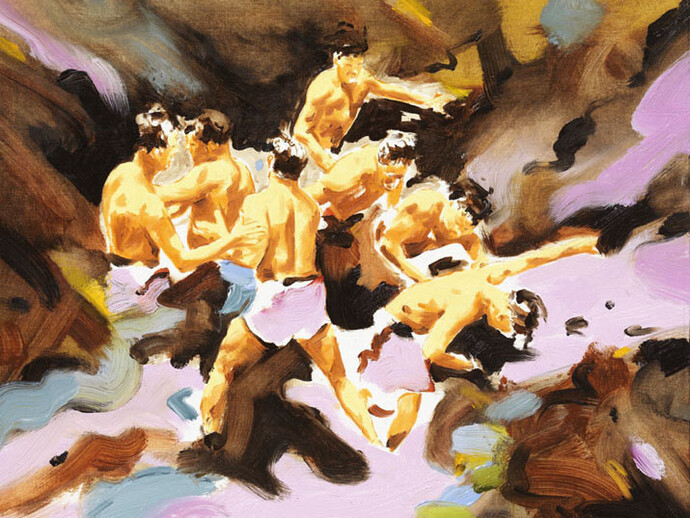 Norbert Bisky, Magma, 2014, oil on paper, 25,9 x 32,5 cm ( x in.), © Bernd Borchardt/VG Bild-Kunst, Bonn. Courtesy Galerie Daniel Templon