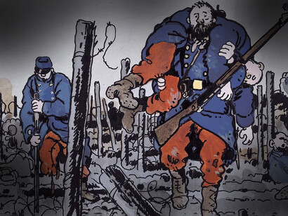 Jacques Tardi, "Putain de guerre !", Casterman, 2008-09. Vedevamo razzi leggiadri innalzarsi verso la cima di quell’inferno e sbocciare come fiori di luce, per poi ricadere, moribondi, con uno strascico da cometa