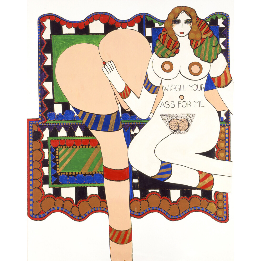 Dorothy Iannone, Wiggle Your Ass For Me, 1970, oil on canvas mounted on canvas, 190 x 150 cm © DR Courtesy of the artist and Air de Paris, Paris