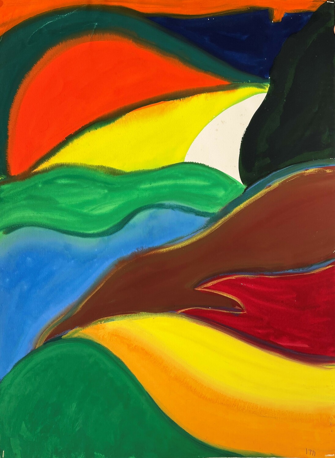 David Hayes, Double landscape, gouache on paper, 30x22.25 in
