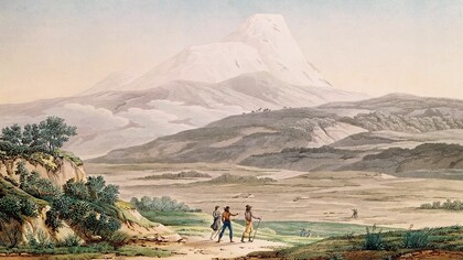 «Vista del Cayambe», grabado por M. Bouquet a partir de un dibujo de Humboldt