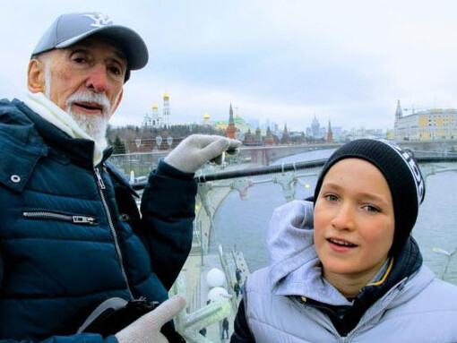 Paul S. Cutter, visiting Russia in 2020, with his son Alex Sasha