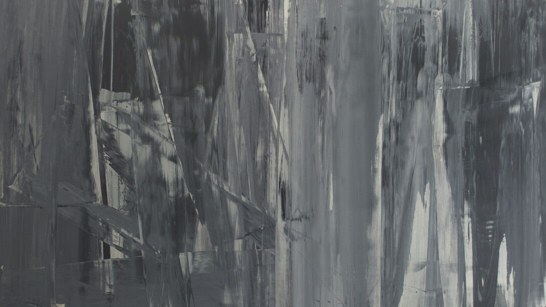 Large Metallic over Blue, pigmento e acrilico su pannello composito in alluminio, 2015
