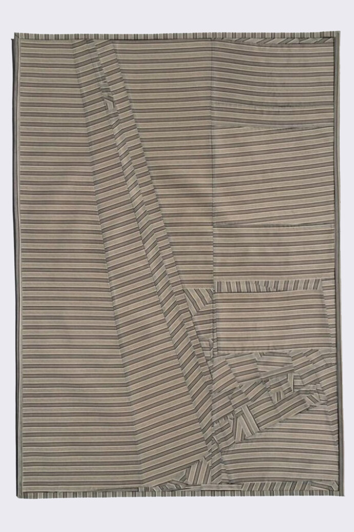 Debra Smith, Restructured, Series #1, 2014, Pieced vintage kimono silks & men's suit lining, 18 1/2 x 26 1/2 in.