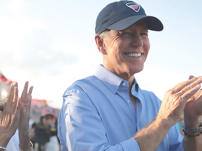 President of the United States Joe Biden and Second Lady Jill Biden share a moment of joy while attending the Fourth of July Iowa Cubs game at Principal Park in Des Moines, Iowa, USA, beautifully captured by photographer Gage Skidmore