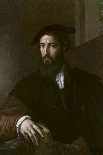 Francesco Mazzola, (detail) called Il Parmigianino (1503–1540), Portrait of a Man, c. 1527–31, Oil on canvas, 35 x 26 inches, Private collection