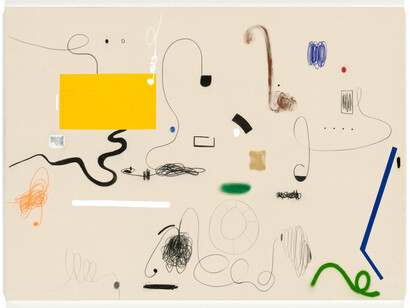 Christian Rosa, "Google Maps, My Ass", 2014, oil, charcoal, spraypaint, pastel, resin and oil stick on canvas, 220 x 300 cm / 86 2/3 x 118 in, Courtesy Contemporary Fine Arts, Berlin, Photo: Jochen Littkemann