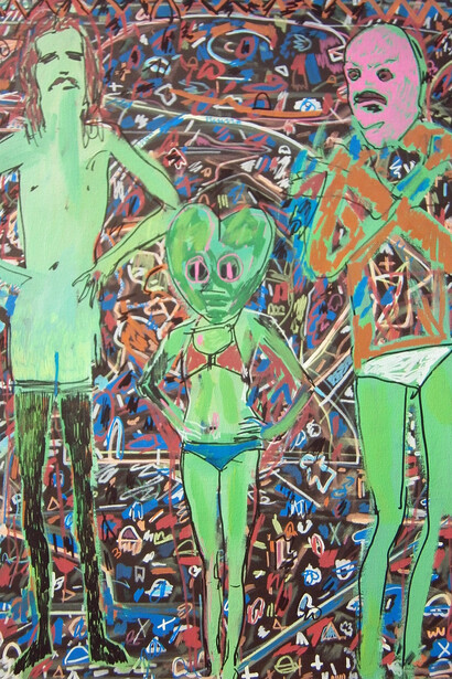 Darrell Hawkins, B-Movie Holiday Snap, Acrylic on Canvas, 40 x 60 cm, Image courtesy of the Saatchi Gallery, London