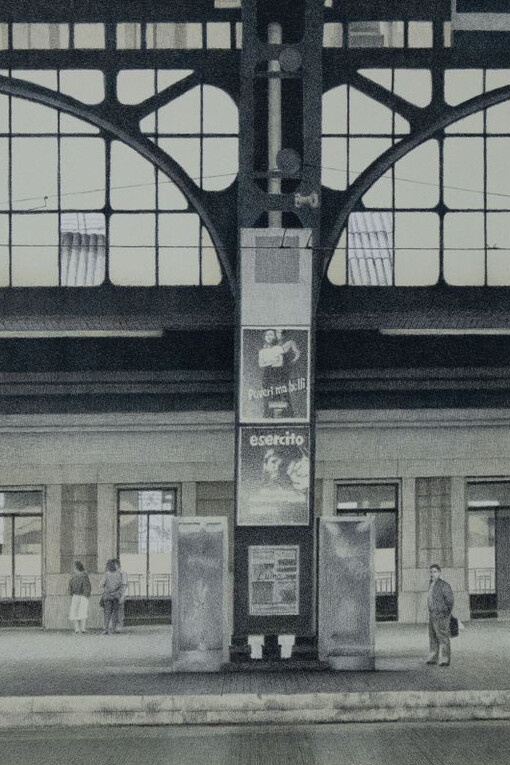 Bernardino Luino, Stazione centrale II, 1984. Per gentile concessione della Galleria d’Arte Moderna e Contemporanea