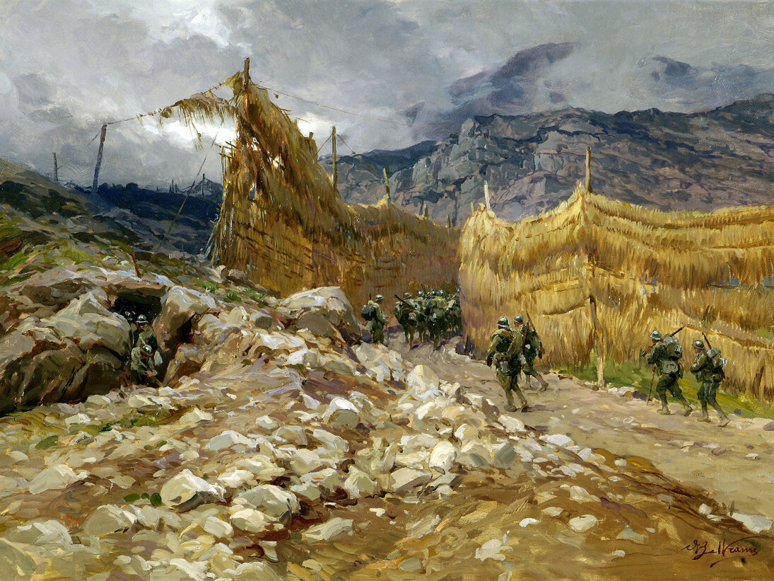 Achille Beltrame, Monte Pasubio, 1916 circa. Olio su tavola, 43 x 63 cm. Collezione Fondazione CRTrieste