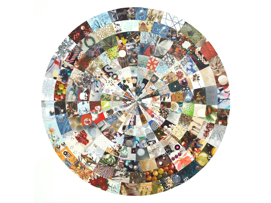 Josette Urso, SnowBird, 2014, paper collage on paper, 36 x 36 inches