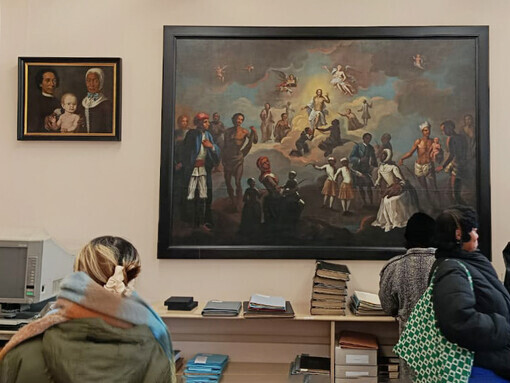 Pinturas expuestas en el Museo de Etnología en Herrnhut, Sajonia, Alemania