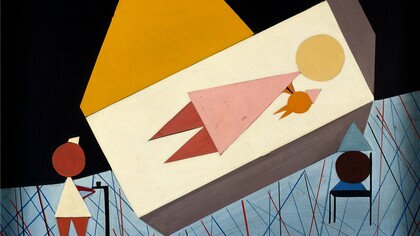 Autor desconocido, "Madre e hijo en la sala de maternidad", acrílico sobre tela, 1962