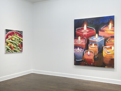 Salad, Candles, and Money. Courtesy of Johannes Vogt Gallery