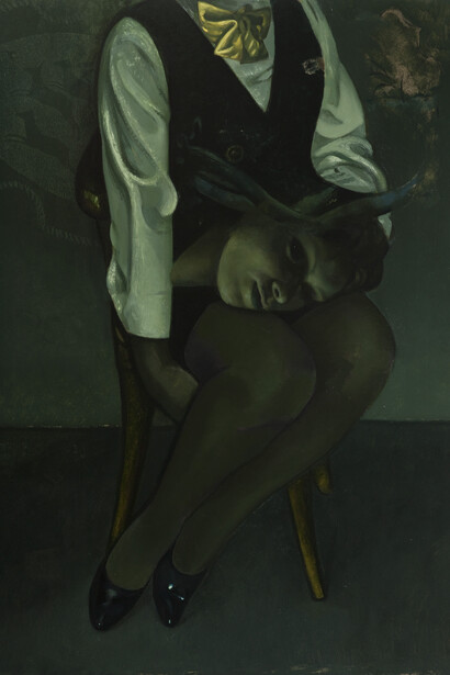 The Chandler with Gauguin's Evil Spirit,  2014
El Candelero con el espíritu maligno de Gauguin Óleo sobre tela / Oil on canvas
Colección / Collection Michael Elmenbeck