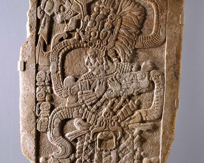“Stela with Queen Ix Mutal Ahaw”, Mexico or Guatemala, Southern Lowlands, ad 761. Limestone. Museum purchase, gift of Mrs. Paul L. Wattis, 1999.42
