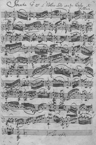 Sonata para violín n.º 1 en sol menor (BWV 1001), primera página del documento autógrafo
