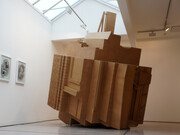 Richard Wilson, Block of Dering, 2017, Wood, 353 x 250 x 268 cm,Photograph: Miayko Narita. © Richard Wilson.  Courtesy Annely Juda Fine Art
