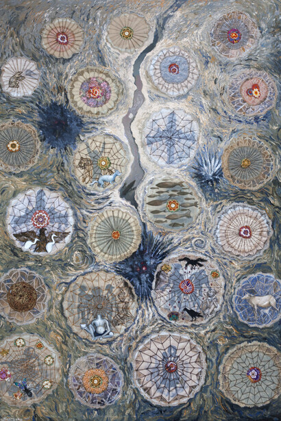 Leang Seckon, Parachute, 2012, mixed media on canvas, 200 x 150 cm (79 x 59 in)