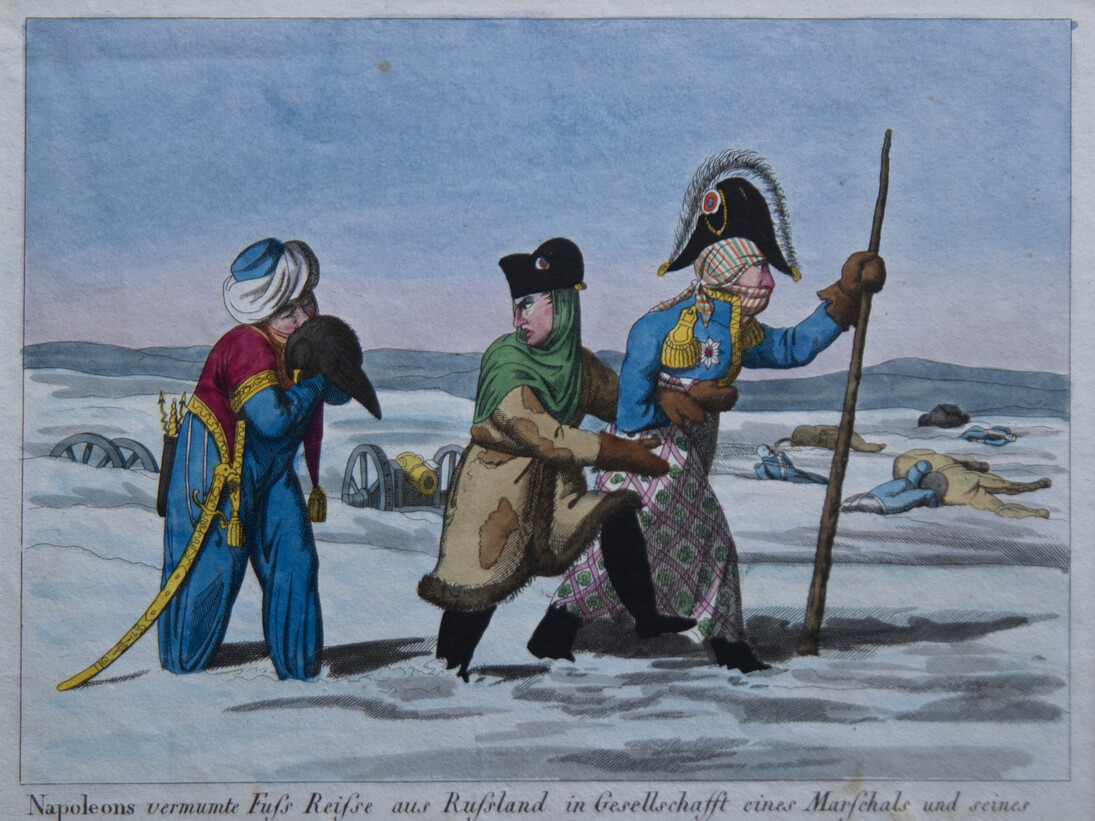 Napoleons vermumte Fuss Reisse aus Russland (Napoleons retreat from Russia) Print © The Bowes Museum