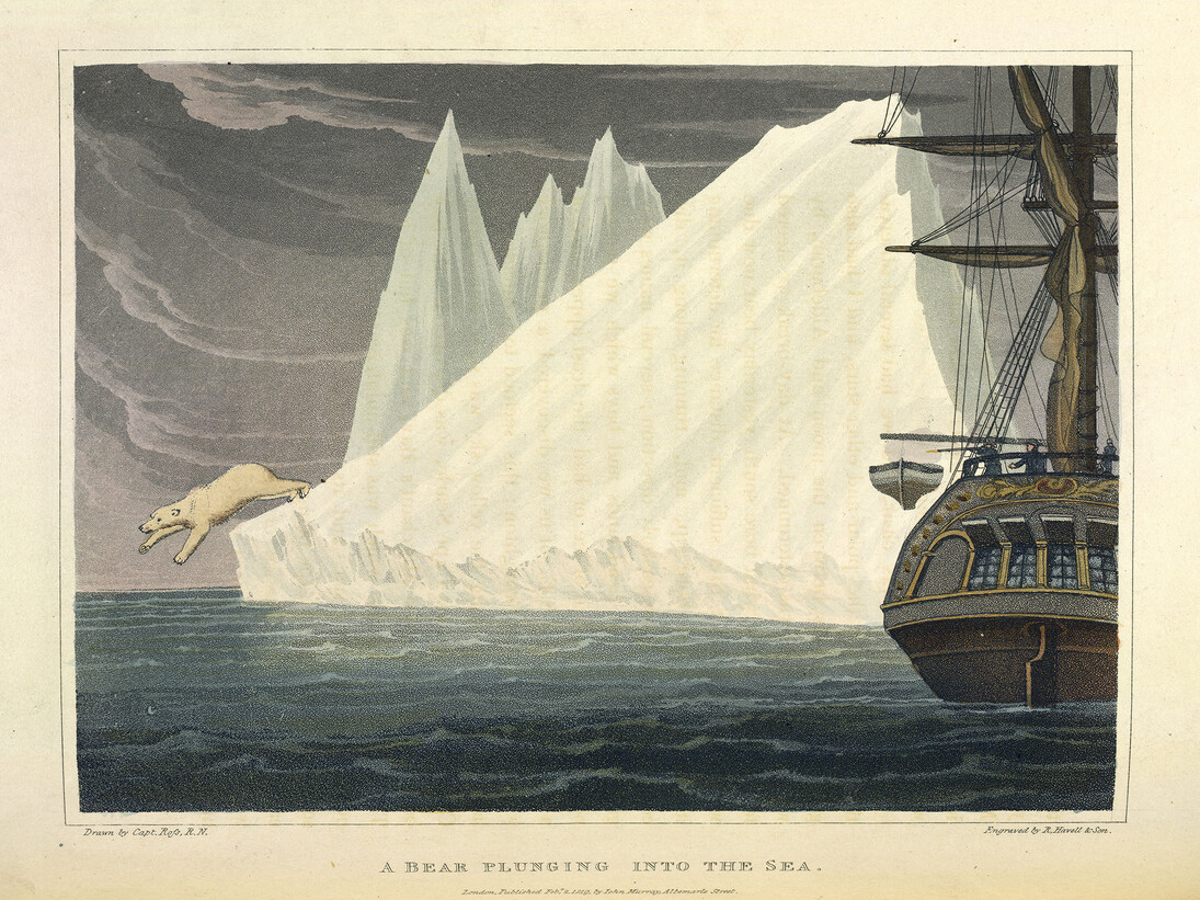 Walter William May, ‘HMS Assistance and Pioneer in Winter Quarters’, London, 1855, on display in Lines in the Ice. Photography courtesy of British Library.