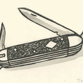 Thomas Slaughter, Boy Scout Jack Knife, 2014, Ink on paper, 9 x 12 inches (22.86 x 30.48 cm). Courtesy of the artist.