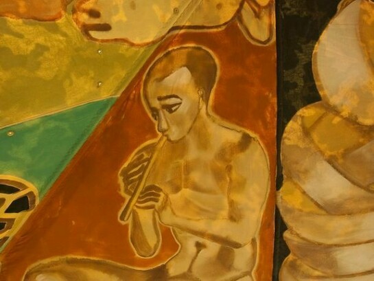 Francesco Clemente, Standing With Truth (Detail), 2013, Tempera on cotton and mixed media, 600 x 400 x 300cm