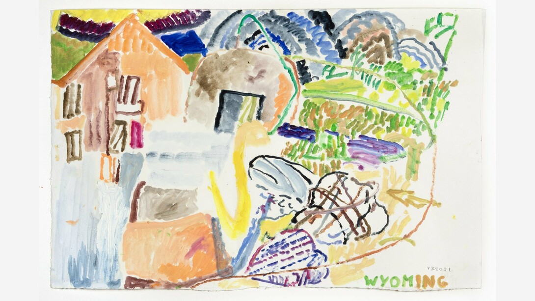 Victoria Bell, Wyoming, 2021,
oil on pencil on paper,
14 3/4 x 22 1/4 inches. Courtesy of the artist and Gerald Peters Contemporary