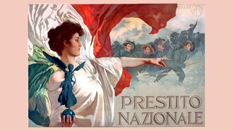 Il titolo irredimibile non promette la restituzione di un debito, ma la continuità di una fiducia tra Stato e risparmiatore. In copertina: Mario Borgoni, Prestito nazionale, 1918. Collezione privata