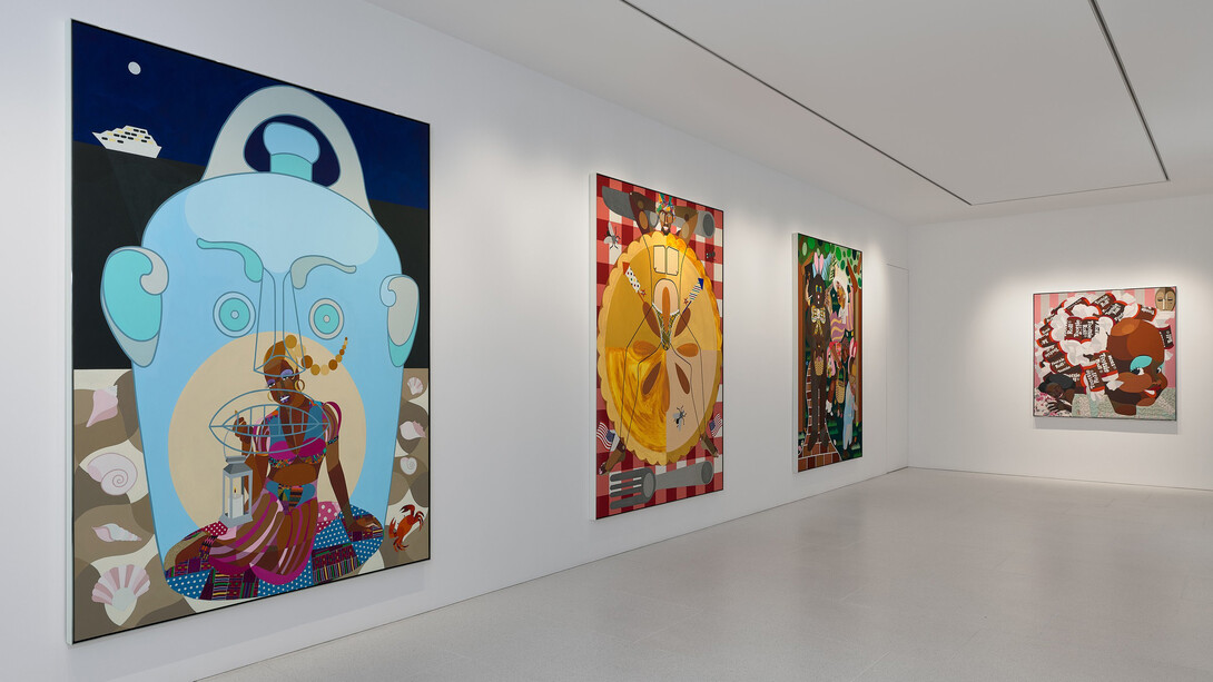 Derrick Adams, Situation comedy, exhibition view. Courtesy of Gagosian