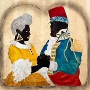 Frohawk Two Feathers, Horace and Isabel (2014), Acrylic, Ink, Coffee, Tea On Paper, 45h x 54w in (114.3h x 137.2w cm)