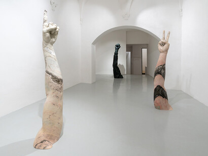 Hank Willis Thomas and Man Ray, Tomorrow I shall contradict myself, exhibition view. Courtesy of Galleria Continua