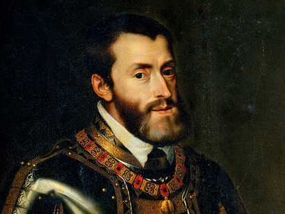 Sección de «El Emperador Carlos V con el bastón», Rubens, copia de un retrato de Tiziano