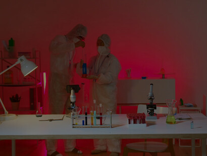 Two dedicated researchers collaborating in a state-of-the-art laboratory, delving into the intricate field of molecular biology, exploring the frontiers of gene therapy, and advancing the possibilities of cell-based treatments