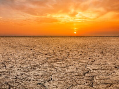 Parched earth that has replaced an abundant body of water