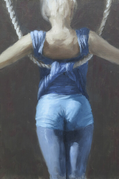 Harry Holland, Blue costume, oil on panel, 38 x 28 cm