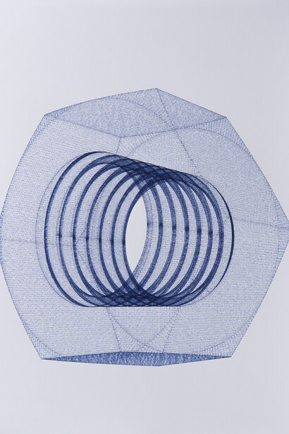 Michael DeLucia, Nut, 2014, Dessin analogique, Plotted drawing, ink on paper, 67,6 x 52,6 x 3 cm encadré (26 5/8 x 20 3/4 x 1 1/8 in.) framed, Courtesy Michael DeLucia & Galerie Nathalie Obadia Paris / Brussels © We Document Art