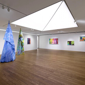 Sam Gilliam, The flow of color, exhibition view. Courtesy of Pace Gallery