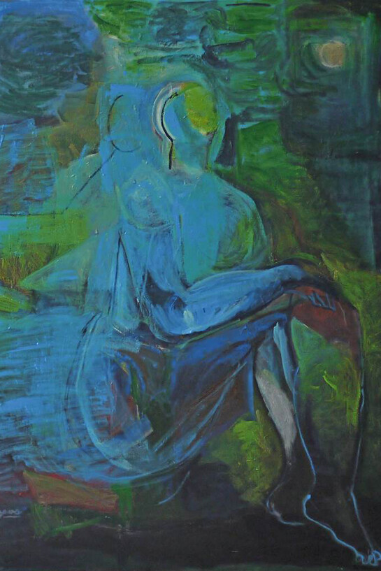Nobuko Ogawa, Under the Light of the Moon, Oil on Canvas, 36" x 28.5"