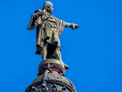 A statue of Christopher Columbus in Barcelona, Spain