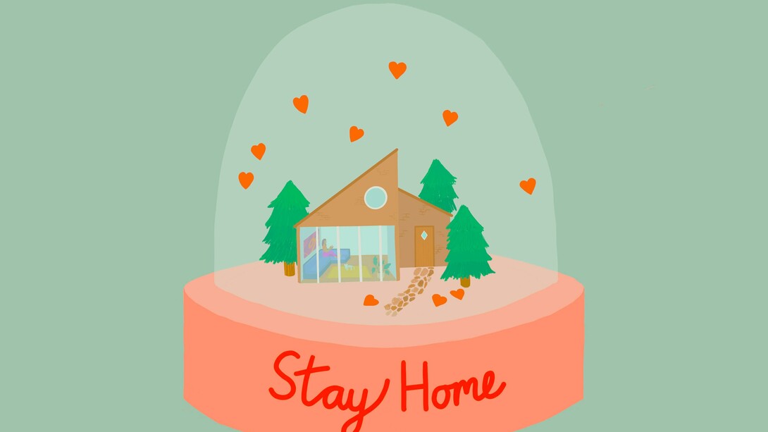 Quédate en casa, diseño de Tori Bidwell presentado al concurso  «Global Call Out To Creatives» de Naciones Unidas