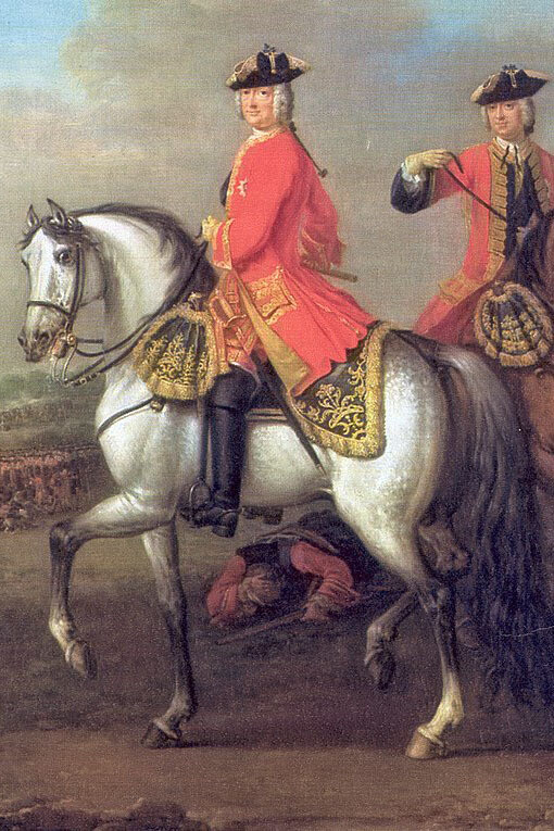 Depicted at the Battle of Dettingen in 1743 by John Wootton