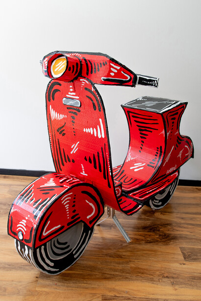 Nonamey, Red scooter (detail). Courtesy of Corey Helford Gallery