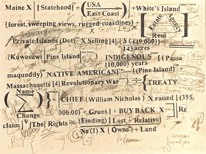 Gabriel Delgado, Native American Island Buy-Back, 2021, Ink, Chalk, Graphite on Paper, 22x30 in 