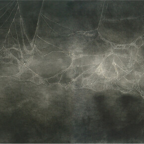 Dror Ben Ami, Webs II, 2014, charcoal on paper, 100 x 200 cm, detail