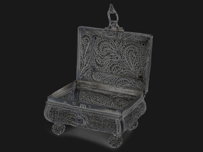 Caja de filigrana de plata rusa, s. XIX