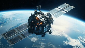 A satellite circling Low Earth Orbit, symbolizing the strategic importance of LEO in modern global communications and defence